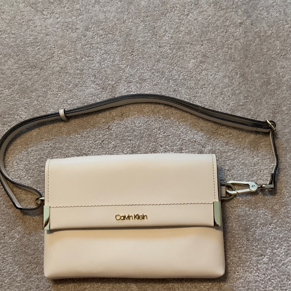 Calvin Klein Raelynn Saffiano Belt Bag Fanny Pack sand